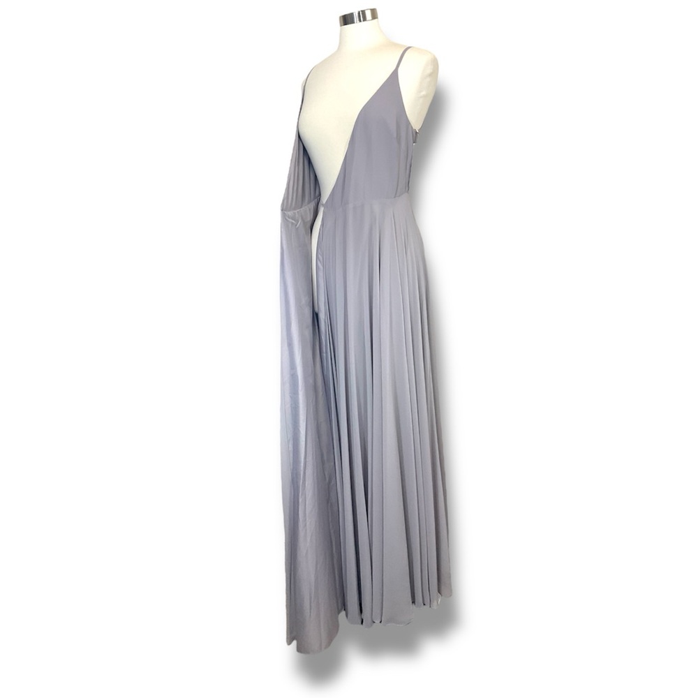 NWT Jenny Yoo James Luxe Chiffon Wrap Dress Opal Grey - Picture 6 of 10
